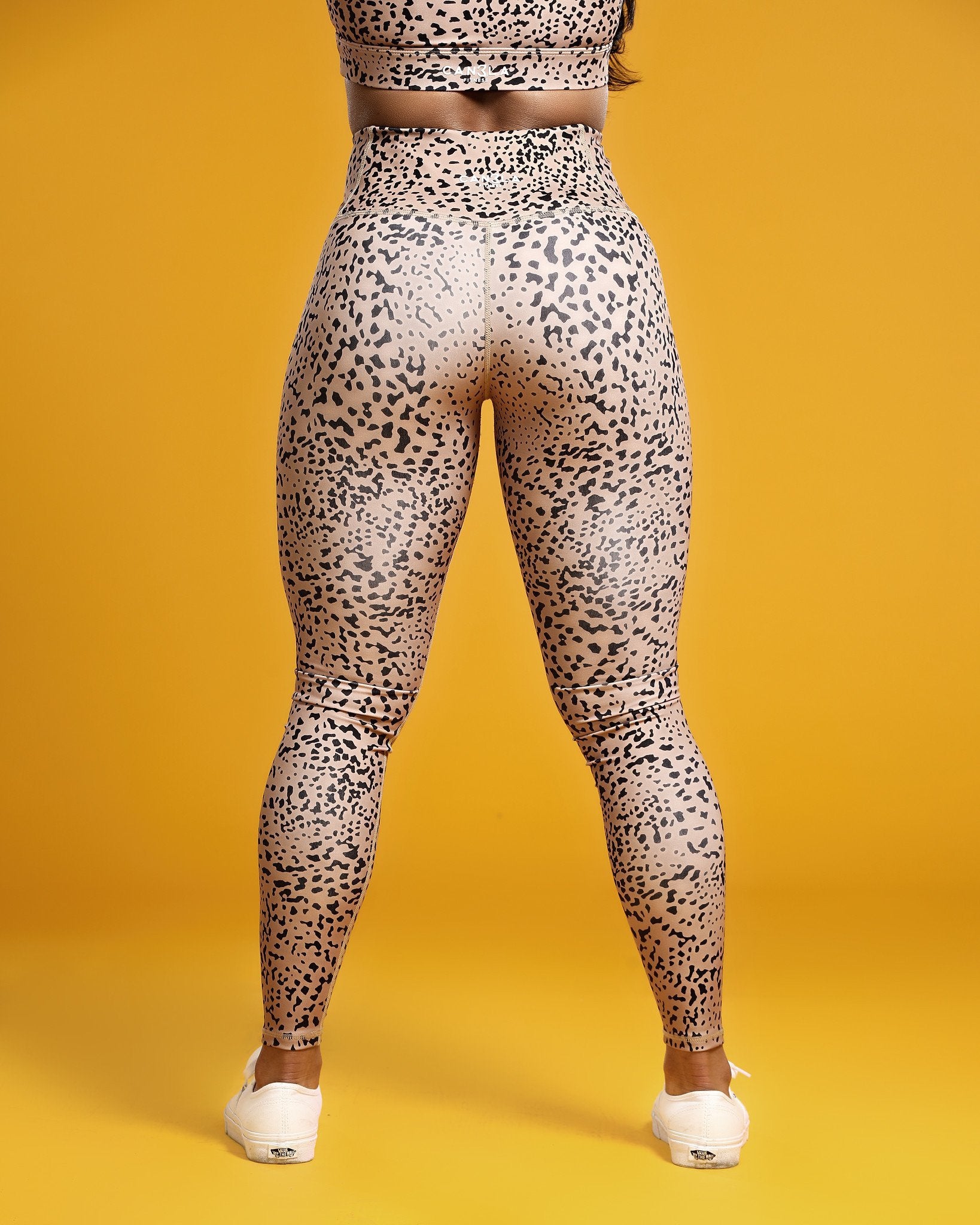 CHEETAH HIGH WAISTED VAPOR LEGGING - OLIVE BROWN - CanelaFitness
