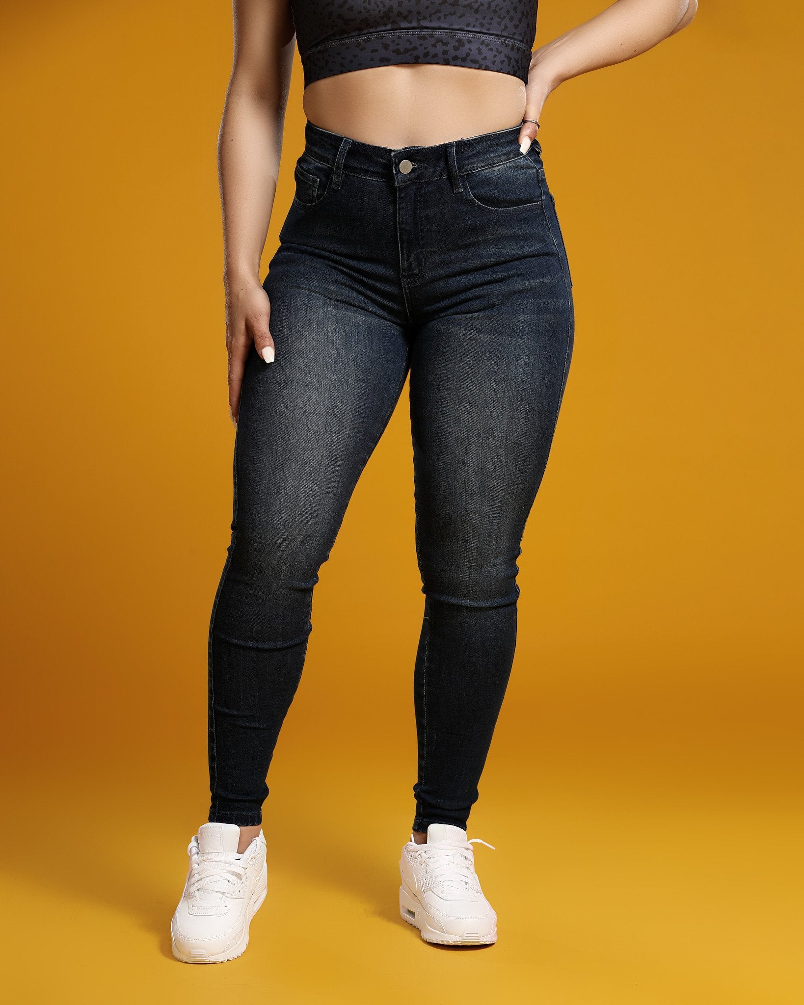 High Waisted Canela Fitjeans - Azure Blue - CanelaFitness