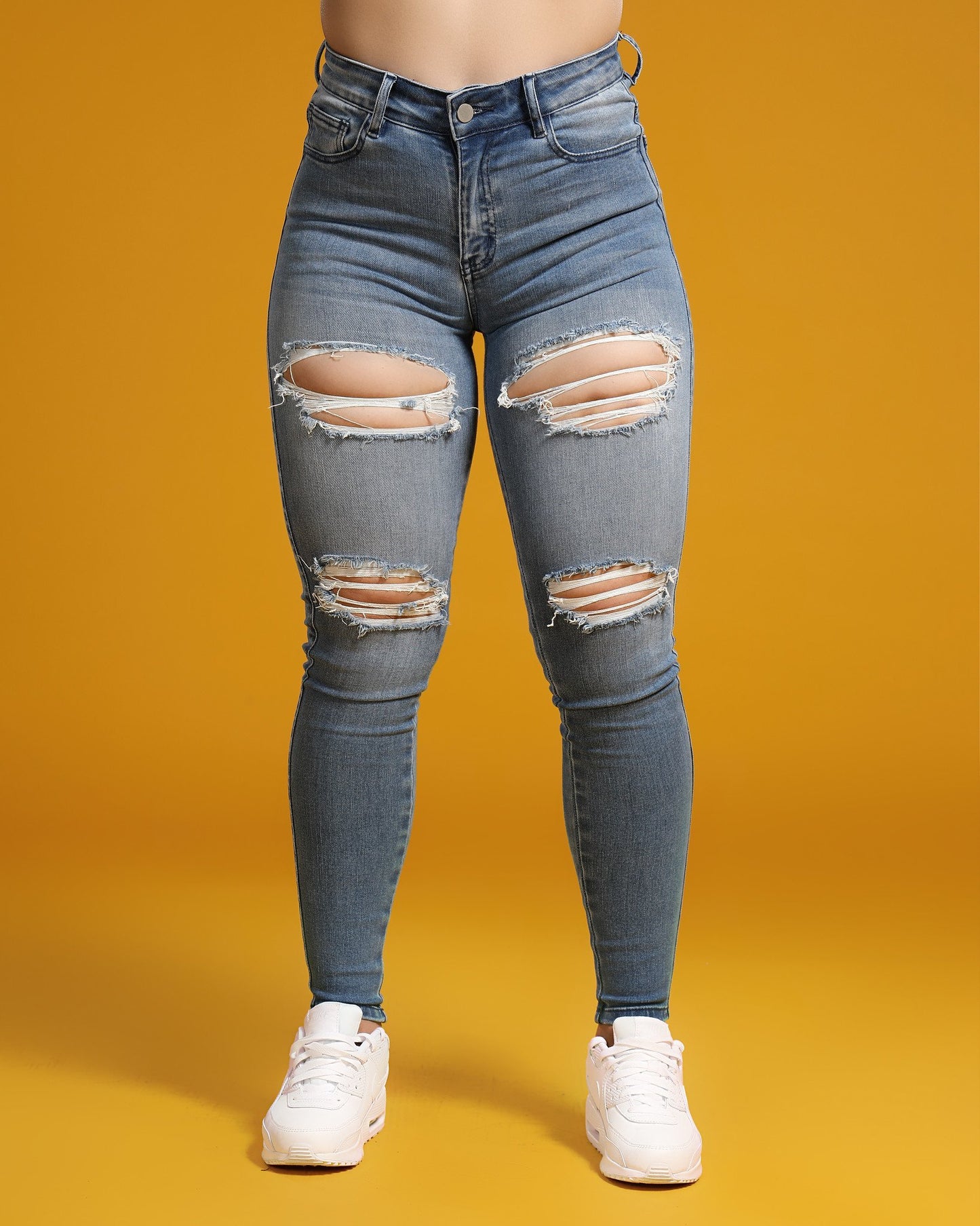 Ripped High Waisted Canela Fitjeans - Arctic Light Blue - CanelaFitness