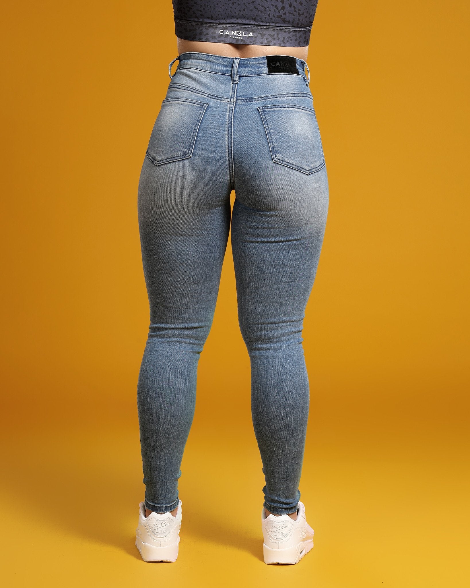 Ripped High Waisted Canela Fitjeans - Arctic Light Blue - CanelaFitness