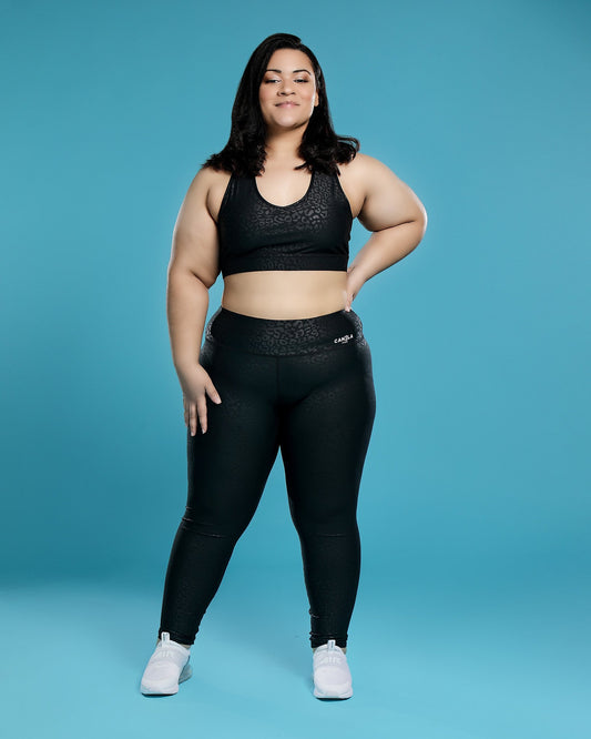 SHINY LEOPARD HIGH WAISTED LEGGING - BLACK - CanelaFitness