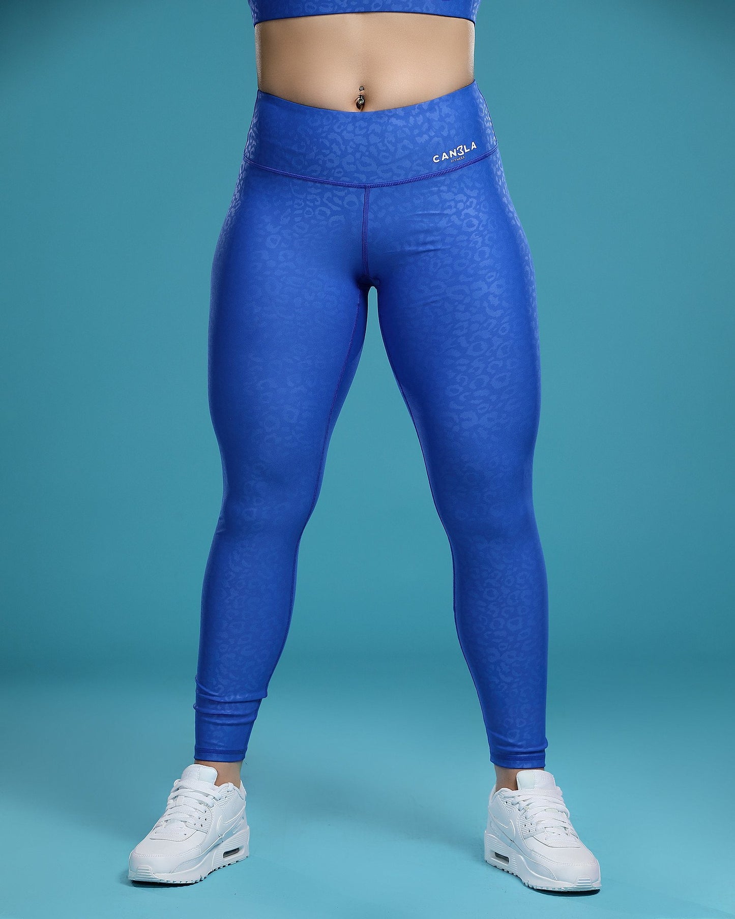 SHINY LEOPARD HIGH WAISTED LEGGING - BLUE - CanelaFitness