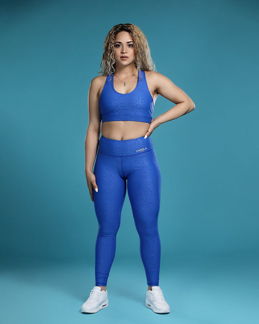 SHINY LEOPARD HIGH WAISTED LEGGING - BLUE - CanelaFitness