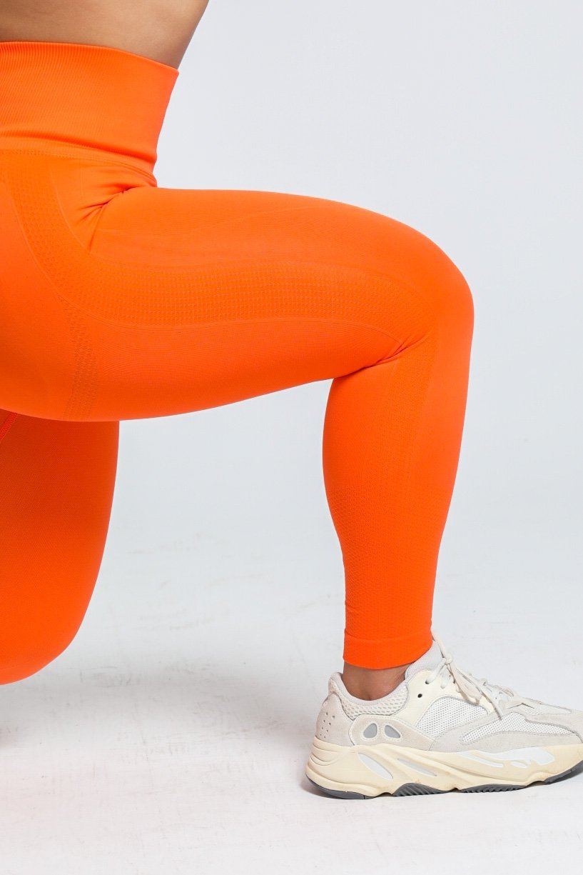 Orange seamless leggings best sale