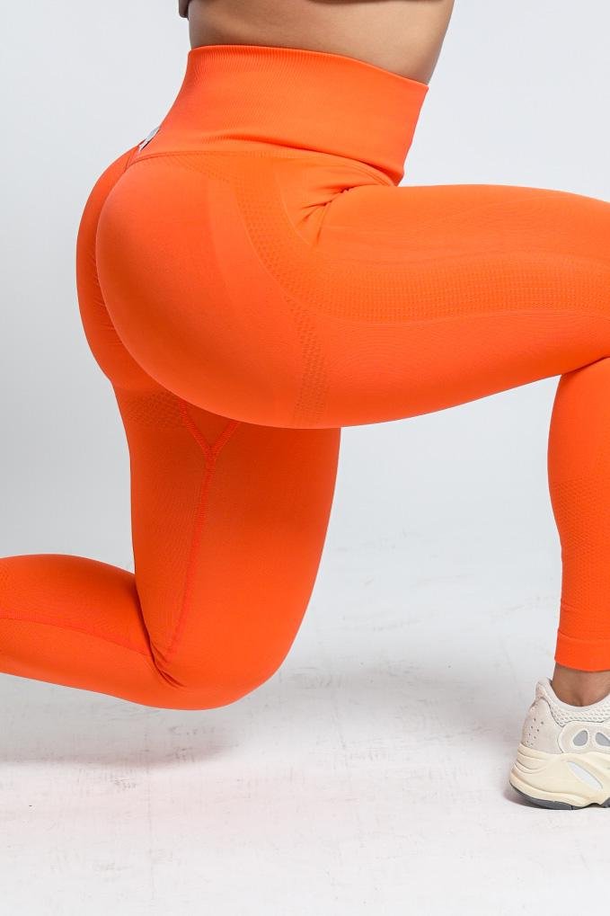 BUBBLE BUTT SEAMLESS LEGGING - ORANGE - CanelaFitness